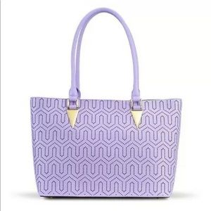 Bravo Fashion NATASHA PURPLE MIRCO PRINT TOTE LEATHER HANDBAG
